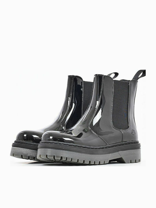 Elyse Women's Patent Leather Chelsea Boots Black