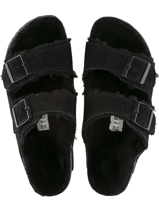 Arizona Shearling Анатомични Дамски Чехли Черен Тясна Форма