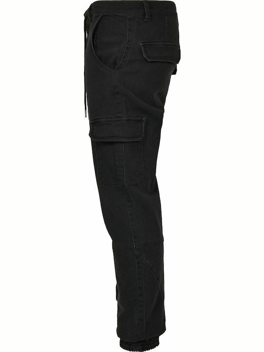 Trousers Cargo Elastic in Straight Line Black