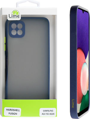 Lime Hardshell Camera Guard Synthetic Back Cover Durable Blue with Yellow Keys (Galaxy A22 5G)