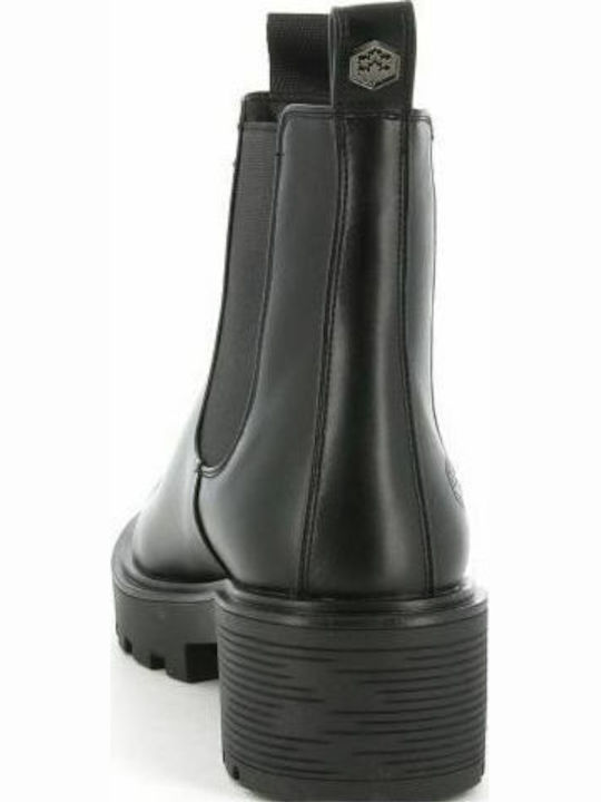 Ramone Beatles Leather Women's Chelsea Boots with Medium Heel Black