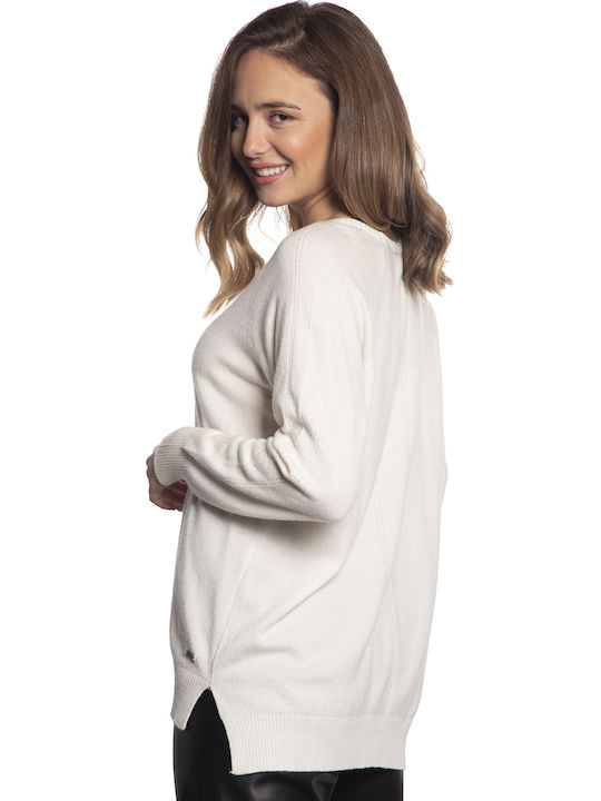 Soft and comfortable blouse with cashmere - Ecru 6030