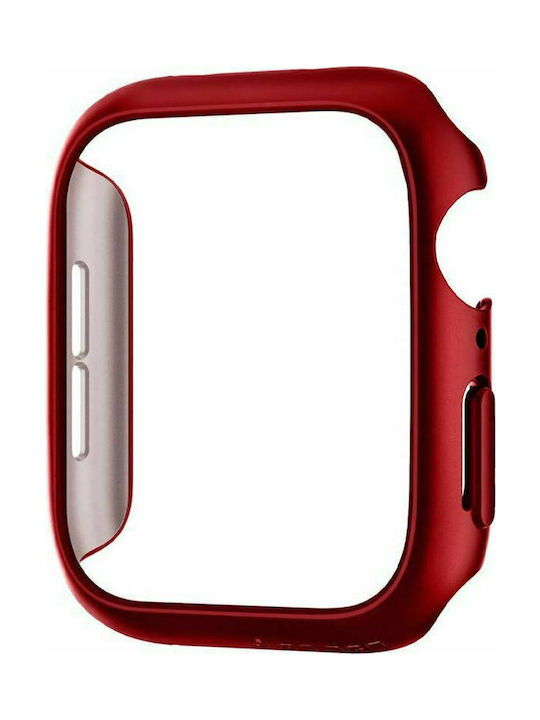 Spigen Thin Fit Plastic Case with Tempered Glass Red Colour for Apple Watch 44mm