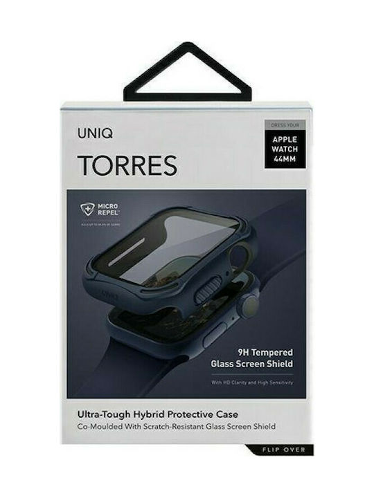 Uniq Torres Θήκη Σιλικόνης με Τζαμάκι σε Μπλε χρώμα για το Apple Watch 44mm
