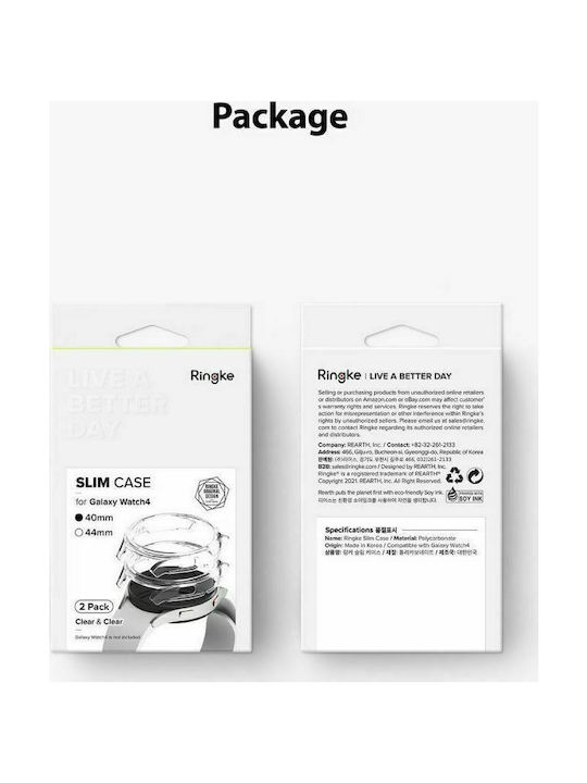 Ringke Slim 2-Pack Πλαστική Θήκη Clear & Black για το Galaxy Watch 4 Classic 42mm