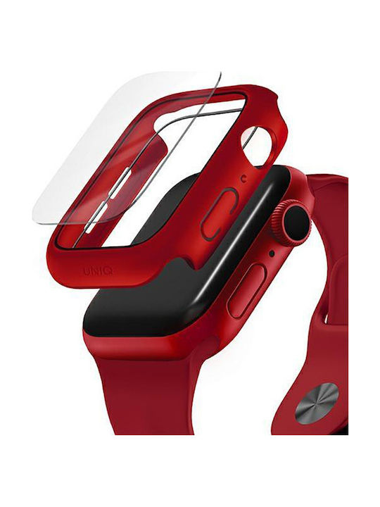 Uniq Nautic Plastic Case with Glass in Red color for Apple Watch 44mm