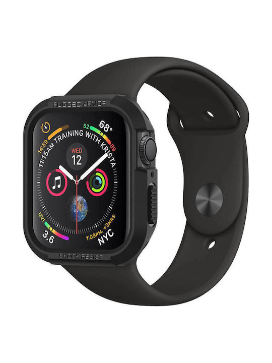 Spigen Rugged Armor Silicone Case in Black color for Apple Watch 44mm
