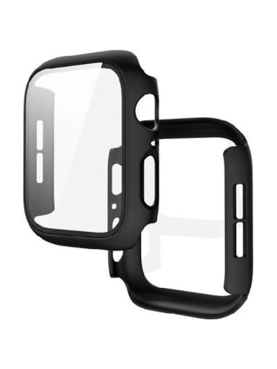 360 Watch Case with Tempered Glass Plastic Case with Glass in Black color for Apple Watch 44mm