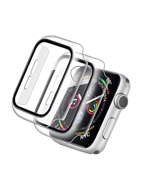 360 Watch Case with Tempered Glass Plastic Case with Glass in Black color for Apple Watch 44mm