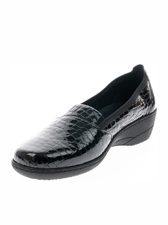 1114L Patent Leather Women's Moccasins in Black Color