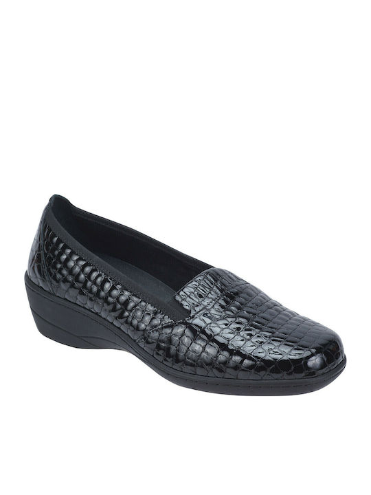 1114L Patent Leather Women's Moccasins in Black Color