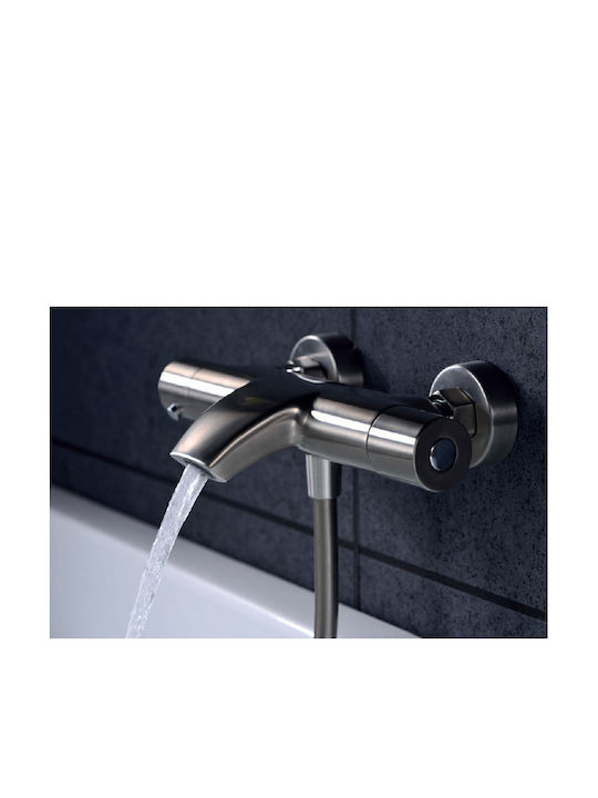 Imex Moscu Mixing Bathtub Shower Faucet Thermostatic Complete Set Inox Silver