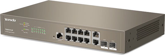 Tenda Managed L3 Switch με 10 Θύρες Gigabit (1Gbps) Ethernet και 2 SFP Θύρες