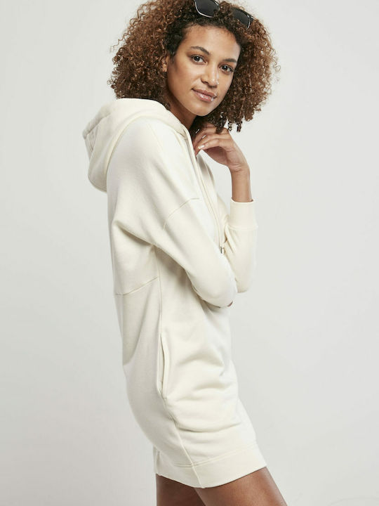 Mini Athletic Dress Long Sleeve with Hood White