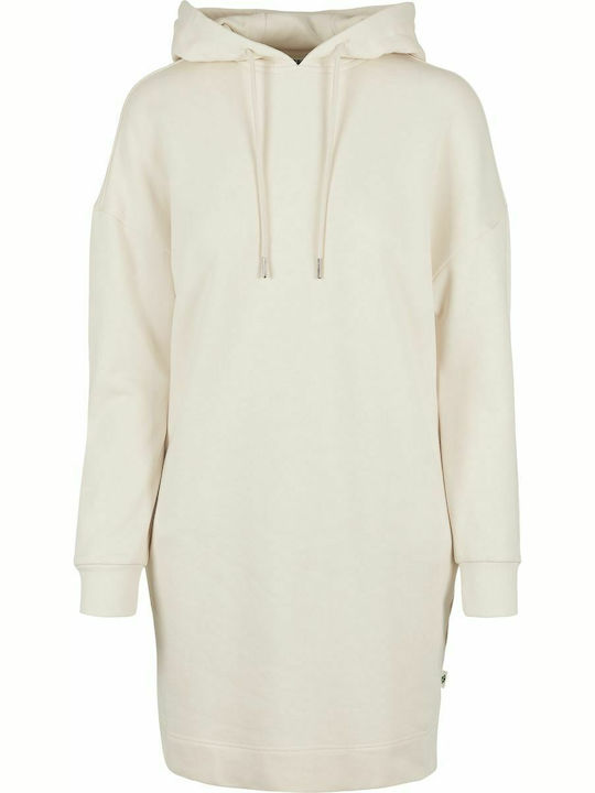 Mini Athletic Dress Long Sleeve with Hood White