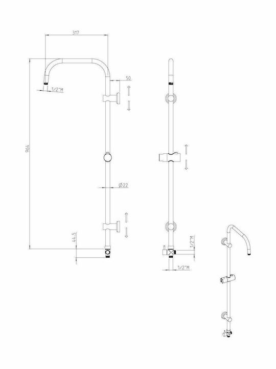 Piccadilly C17B44 Coloană De Duș Cu Mixer De Cadă 96.4cm Argintie Piccadilly C17B44 Coloană De Duș Cu Mixer De Cadă 96.4cm Argintie