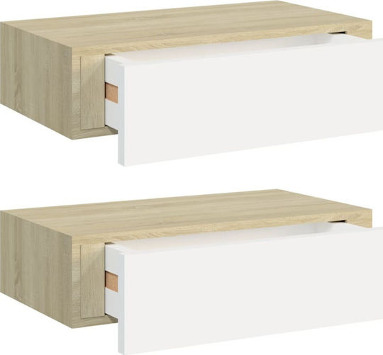 Wooden Wall Shelves - White (2 Pieces) 40x23.5x10cm