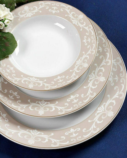 Cryspo Trio Charlote Oro Beige Porcelain Dinnerware Set 20pcs