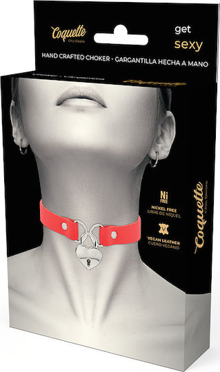 Coquette Hand Crafted Choker Keys Heart Яка Red