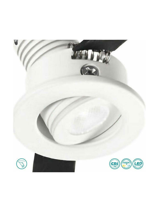 Gea Luce Elara Rund Metallisch Einbau Spot mit integriertem LED und Natürliches Weißes Licht Weiß 4x4cm. 1Stück