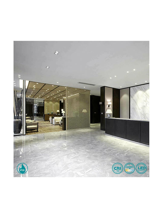 Gea Luce Elara Square Metallic Recessed Spot with Integrated LED and Natural White Light White 4x4cm. 1pcs