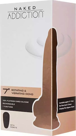 BMS Factory Naked Addiction Rotating & Vibrating Dong with Remote Realistic Vibrator cu Telecomandă 18cm Carne