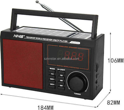 NS-2036S Portable Radio Rechargeable with Bluetooth and USB Red