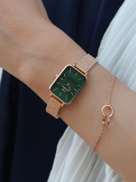 Daniel Wellington Quadro Pressed Melrose Γυναικείο Ρολόι 26mm Μπαταρίας με Ροζ Χρυσό Μεταλλικό Μπρασελέ