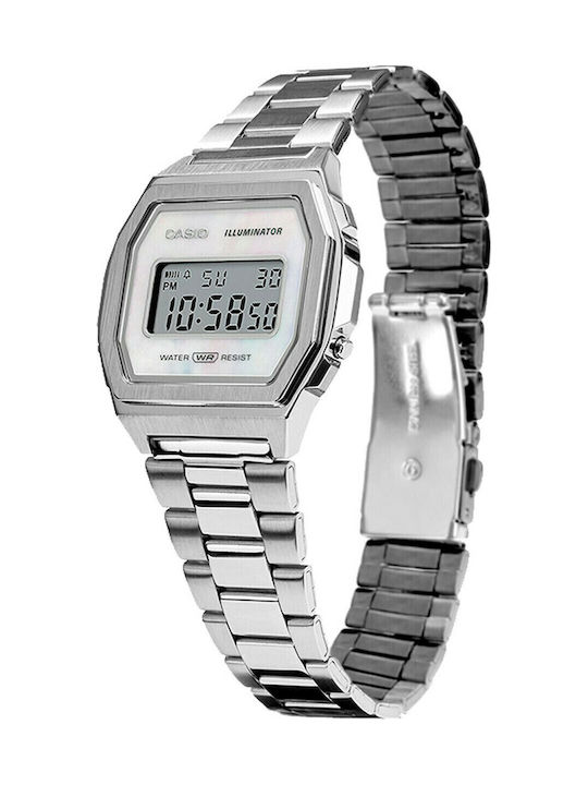 Casio Vintage Digital Women's Watch Chronograph with Silver Metal Bracelet