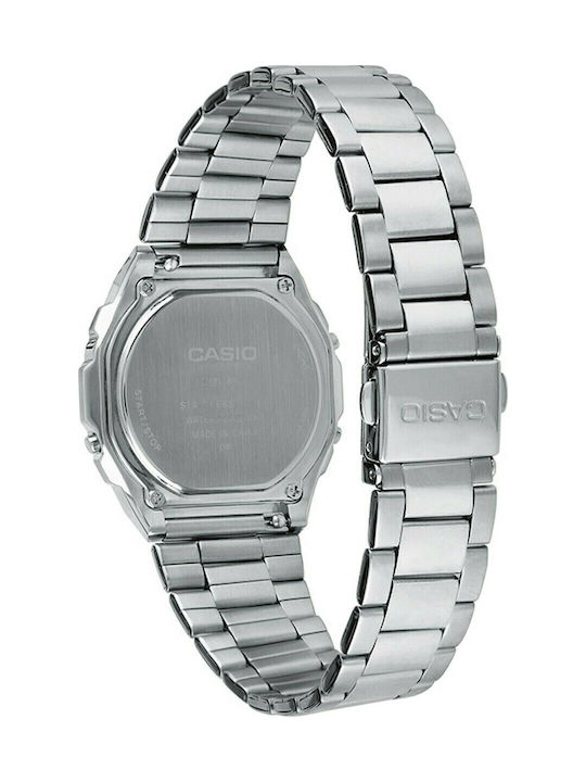 Casio Vintage Digital Women's Watch Chronograph with Silver Metal Bracelet