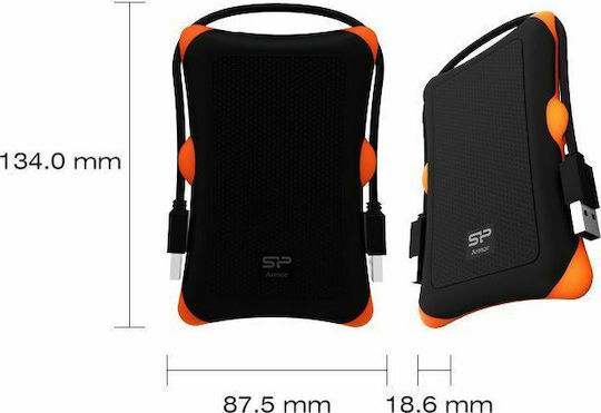 Silicon Power Armor A30 USB 3.0 Външен HDD 1TB 2.5" Черно/оранжево