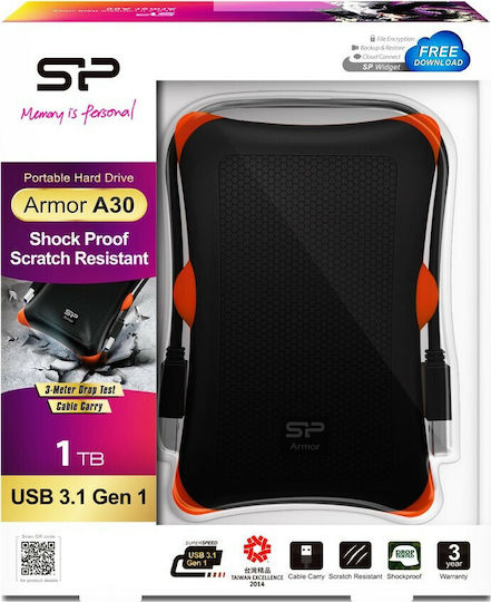 Silicon Power Armor A30 USB 3.0 Външен HDD 1TB 2.5" Черно/оранжево
