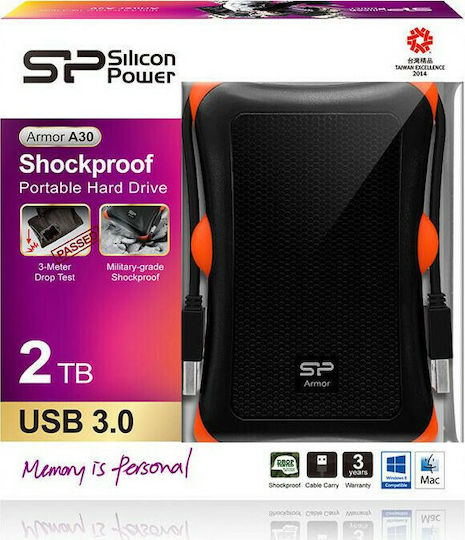 Silicon Power Armor A30 USB 3.0 External 2.5" HDD 2TB Black / Orange