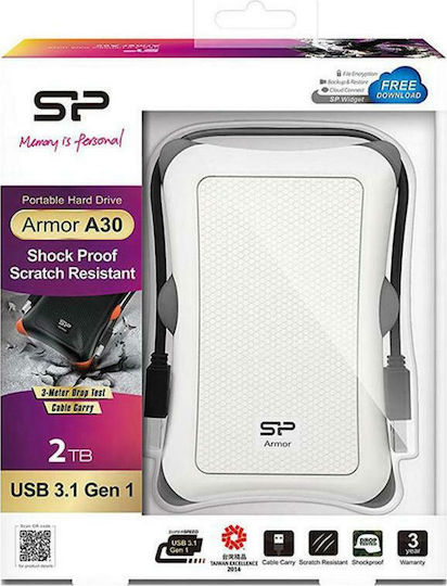 Silicon Power Armor A30 USB 3.0 External 2.5" HDD 2TB White / Gray