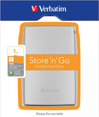 Verbatim Store 'n' Go USB 3.0 External 2.5" HDD 1TB Silver