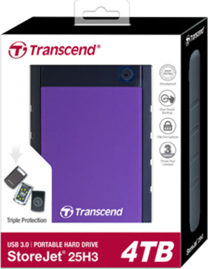Transcend StoreJet 25H3 USB 3.0 Externe HDD 4TB 2.5" Lila