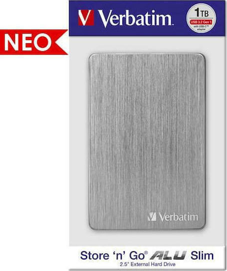 Verbatim Store 'n' Go ALU Slim USB 3.2 Externe HDD 1TB 2.5" Gray