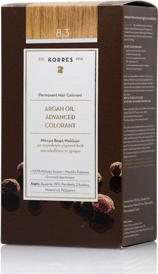 Korres Argan Oil Advanced Colorant Боя За Коса Без Амоняк 8.3 Светло Медено Русо 50ml