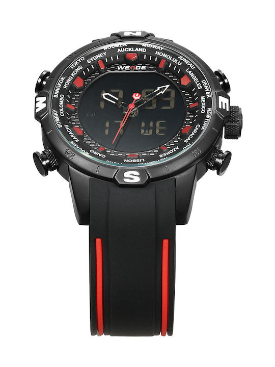 Weide Men's Watch 45mm Battery with Black Leather Strap
