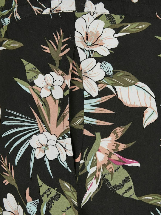 High-waisted Midi Skirt Floral Black