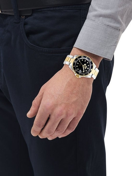 Invicta Pro Diver Ανδρικό Ρολόι 40mm Αυτόματο με Ασημί Μεταλλικό Μπρασελέ