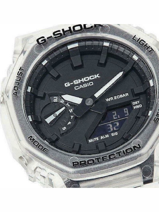 Casio G-Shock Ανδρικό Ρολόι 45mm Χρονογράφος Μπαταρίας με Ασημί Μεταλλικό Μπρασελέ