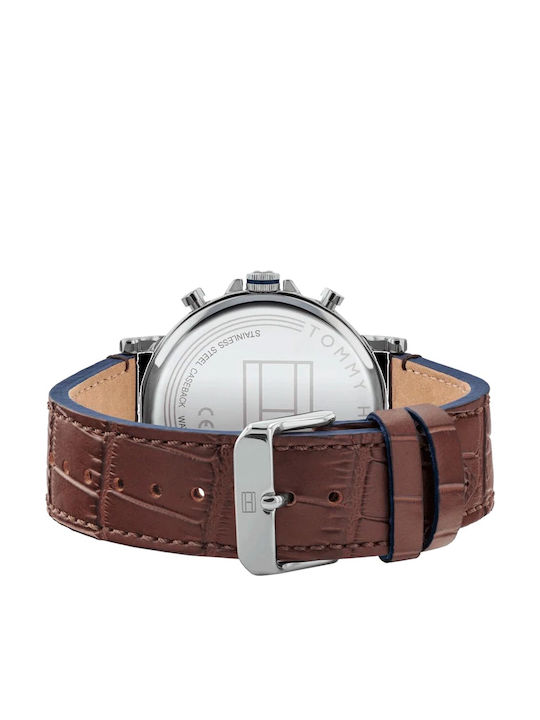 Tommy Hilfiger Daniel Men's Watch 44mm Chronograph Battery with Brown Leather Strap