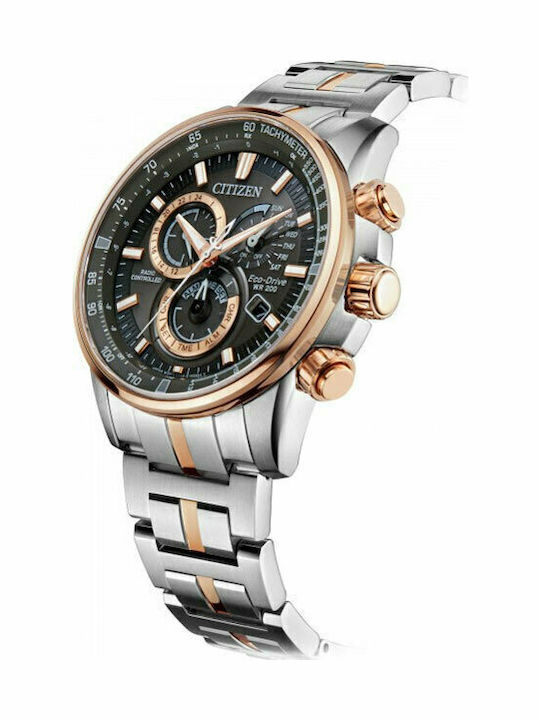 Citizen Ανδρικό Ρολόι 43mm Χρονογράφος Μπαταρίας με Μεταλλικό Μπρασελέ