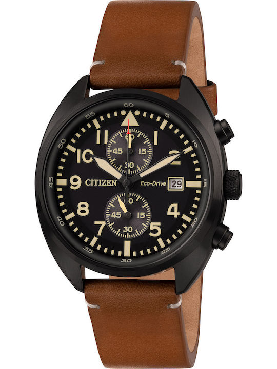 Citizen Men's Watch 41mm Chronograph Battery with Brown Leather Strap