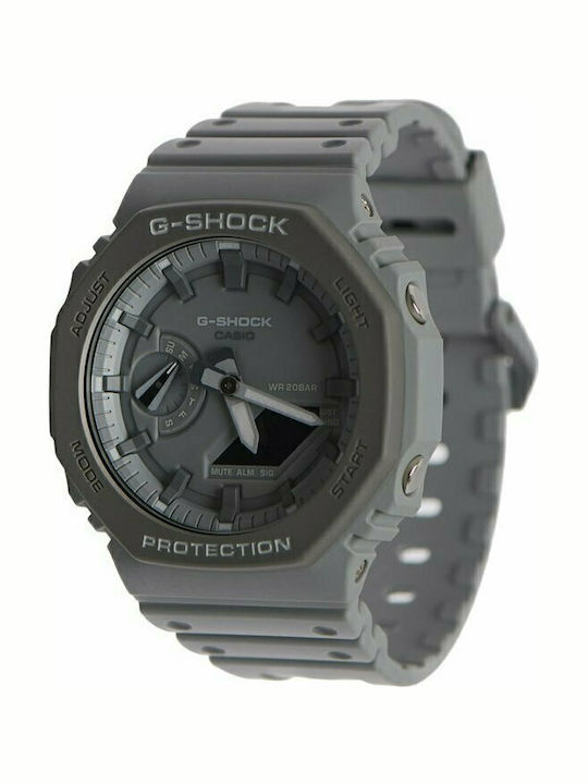 Casio G-shock Αναλογικό/Ψηφιακό Ανδρικό Ρολόι 45.4mm Χρονογράφος Μπαταρίας με Γκρι Καουτσούκ Λουράκι