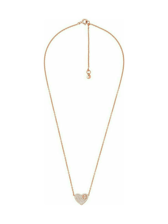 Michael Kors Necklace with design Heart from Gold Plated Silver with Zircon