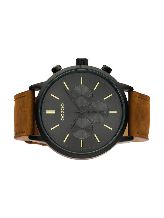 Oozoo Ceas Cronograf Baterie cu Maro Brățară din piele