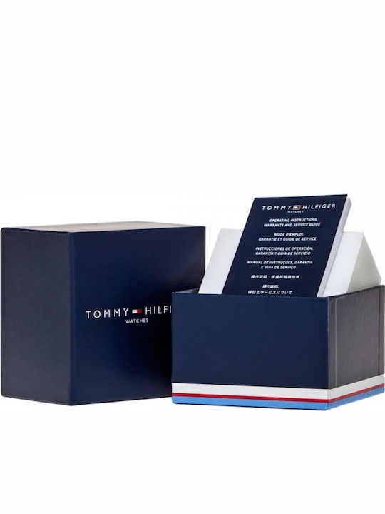 Tommy Hilfiger Decker Ανδρικό Ρολόι 46mm Χρονογράφος Μπαταρίας με Ασημί Ατσάλινο Μπρασελέ