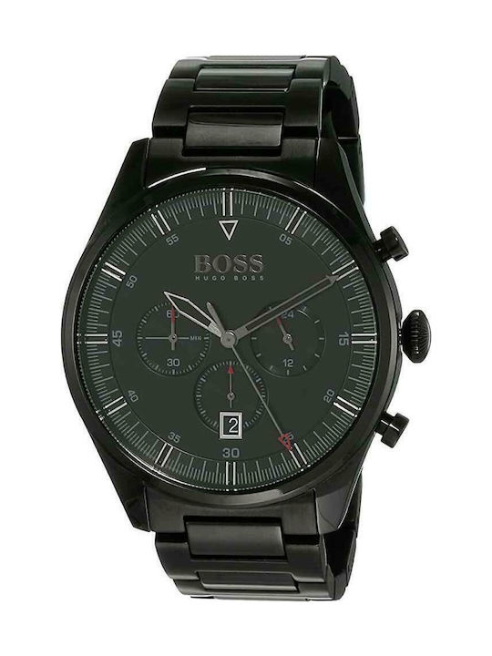 Boss Pioneer Ανδρικό Ρολόι 44mm Χρονογράφος Μπαταρίας με Μαύρο Μεταλλικό Μπρασελέ